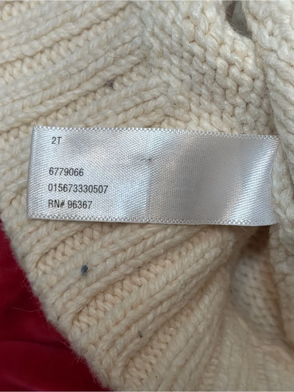 OshKosh B’gosh Girls 2T Cream Cable Knit Bow Sweater Red Velvet Skirt Set